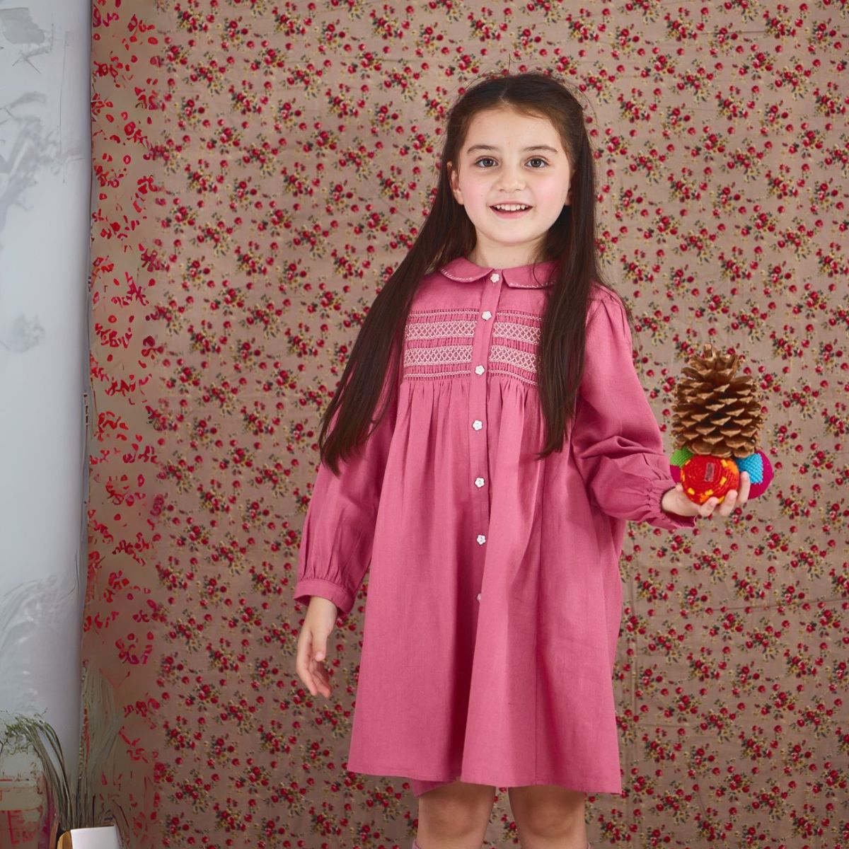 コットン100%スモッキングワンピース 110 120 130 140 (2576-7324) utremi/ユトレミ