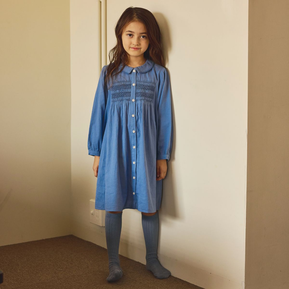 コットン100%スモッキングワンピース 110 120 130 140 (2576-7324) utremi/ユトレミ