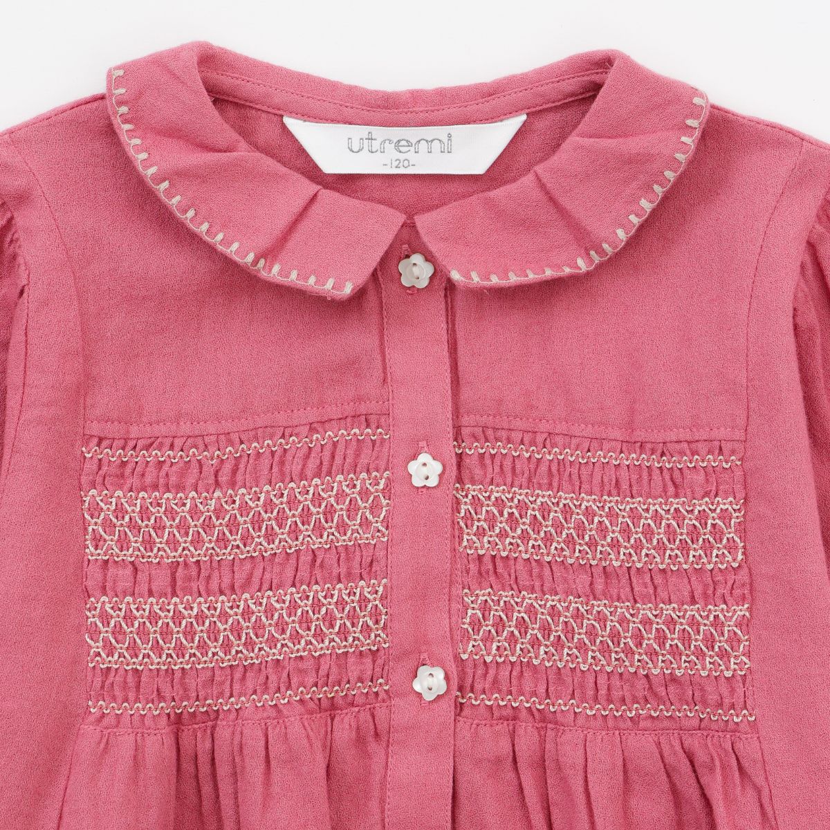 コットン100%スモッキングワンピース 110 120 130 140 (2576-7324) utremi/ユトレミ