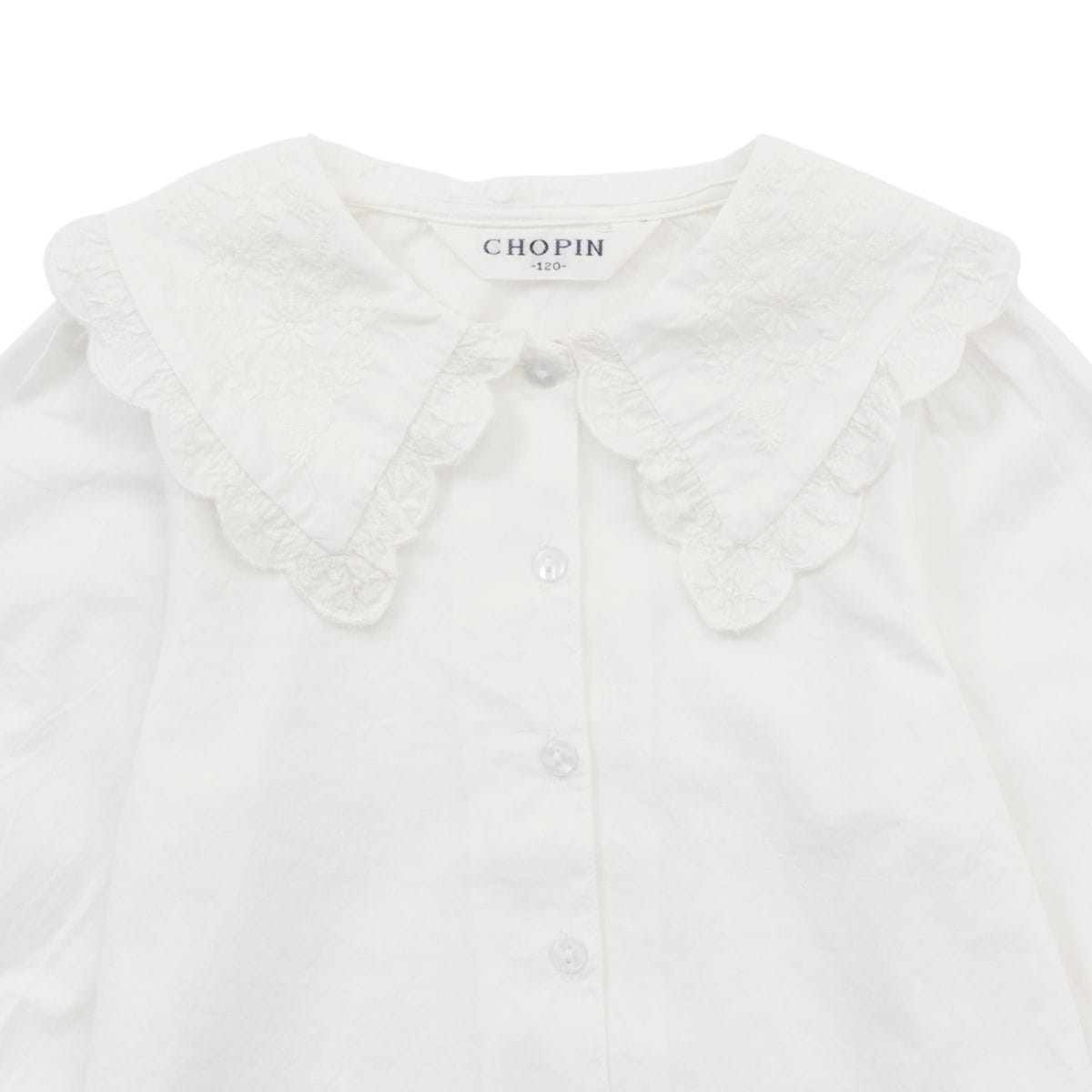 BIGカラーエンブロイダリーブラウス 90 100 110 120 130 140 150 160 170cm (2573-7308/2573-7508) CHOPINblue/ショパンブルー