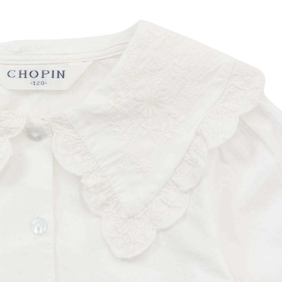 BIGカラーエンブロイダリーブラウス 90 100 110 120 130 140 150 160 170cm (2573-7308/2573-7508) CHOPINblue/ショパンブルー