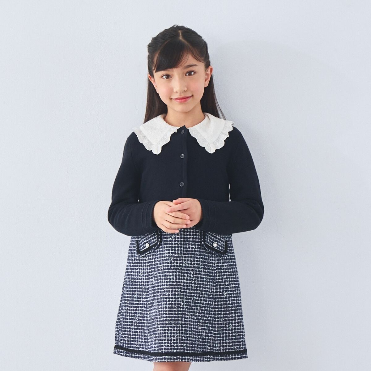 BIGカラーエンブロイダリーブラウス 90 100 110 120 130 140 150 160 170cm (2573-7308/2573-7508) CHOPINblue/ショパンブルー