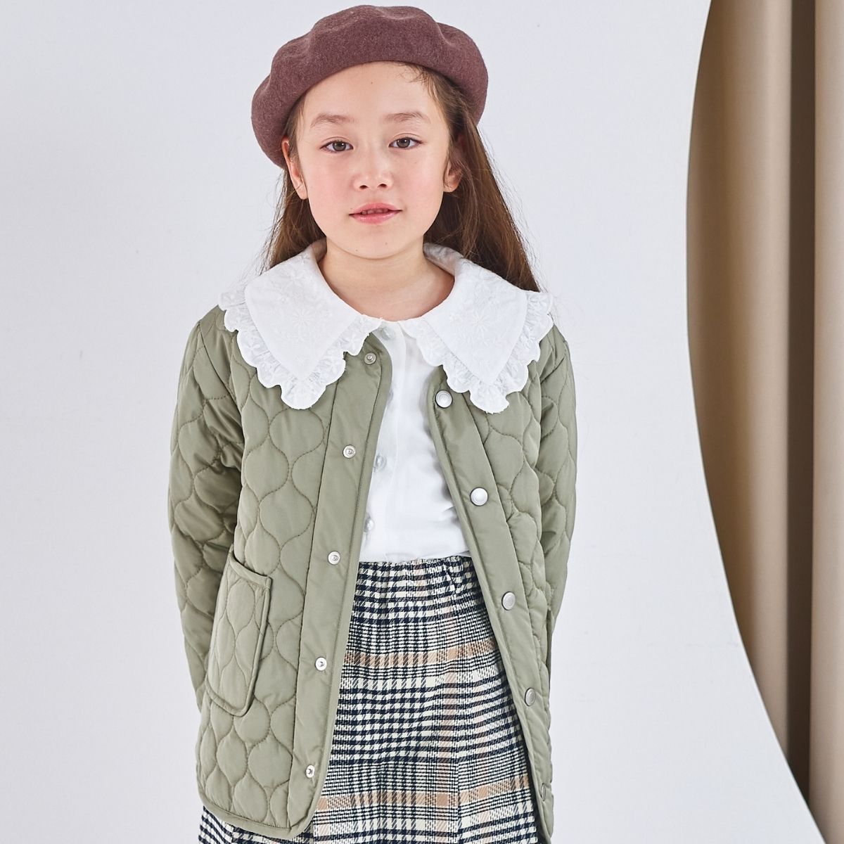 BIGカラーエンブロイダリーブラウス 90 100 110 120 130 140 150 160 170cm (2573-7308/2573-7508) CHOPINblue/ショパンブルー