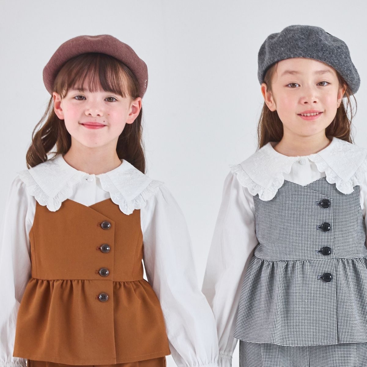 BIGカラーエンブロイダリーブラウス 90 100 110 120 130 140 150 160 170cm (2573-7308/2573-7508) CHOPINblue/ショパンブルー