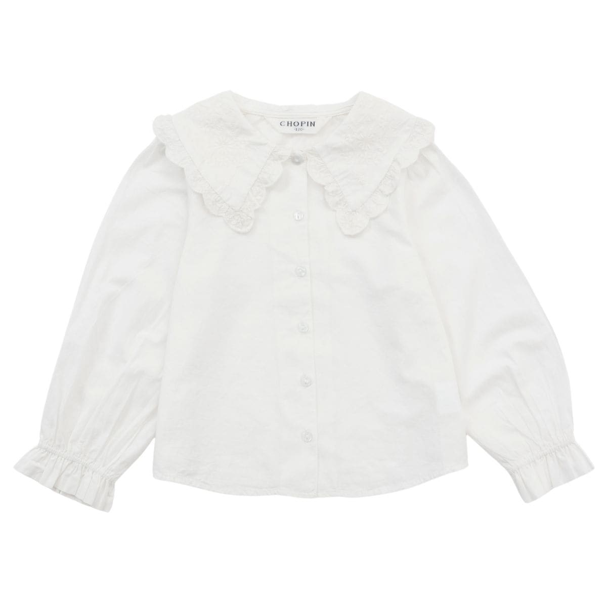 BIGカラーエンブロイダリーブラウス 90 100 110 120 130 140 150 160 170cm (2573-7308/2573-7508) CHOPINblue/ショパンブルー