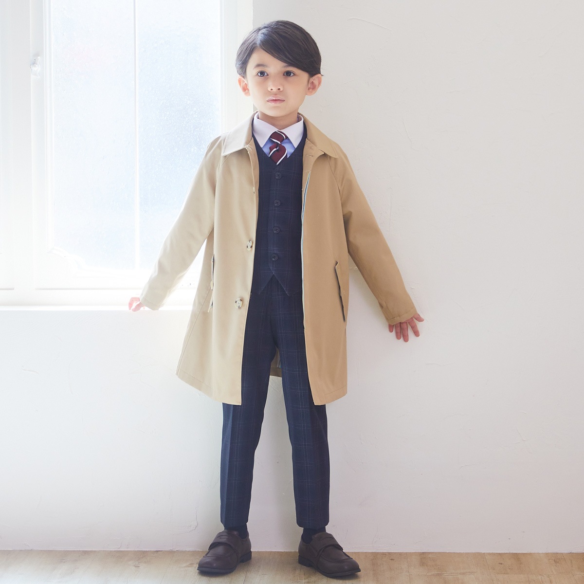 【廃版アウトレットセール40%】現品限りステンカラーコート (ベージュ110cmのみ) お受験 小学校受験 (8172-5402)