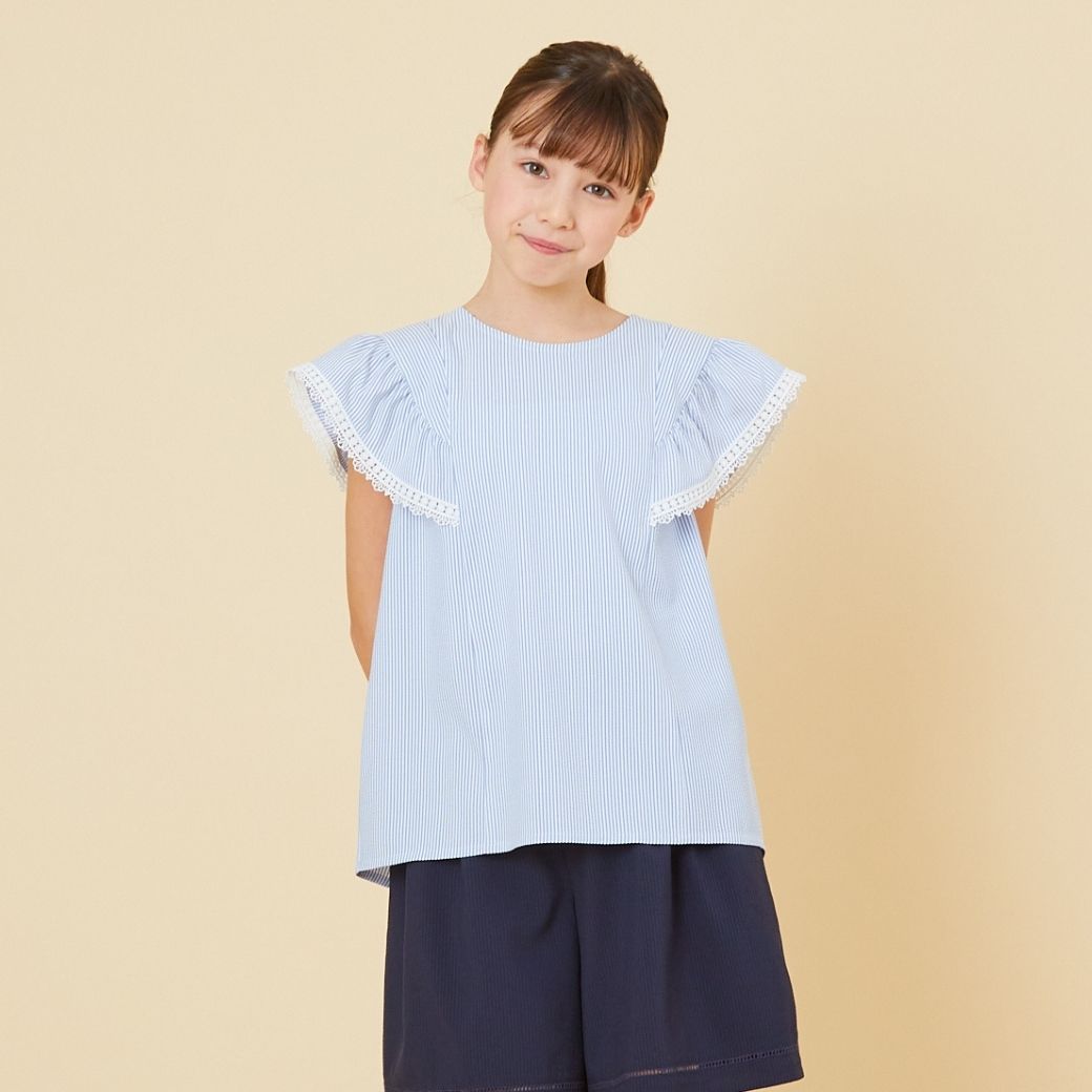 【ファイナルセール50%OFF】COOLMAXブラウス 140 150 160cm (2433-7559) CHOPINblue/ショパンブルー