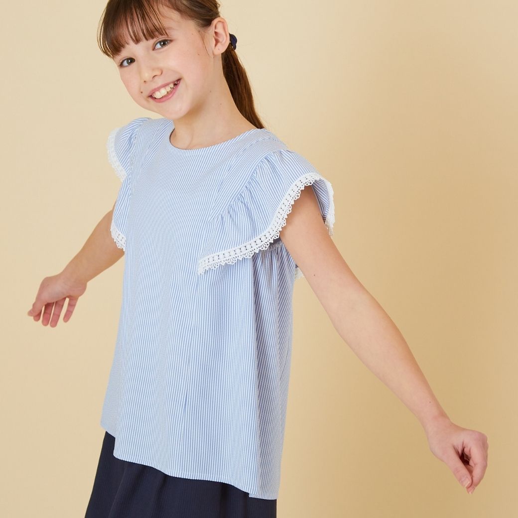 【ファイナルセール50%OFF】COOLMAXブラウス 140 150 160cm (2433-7559) CHOPINblue/ショパンブルー