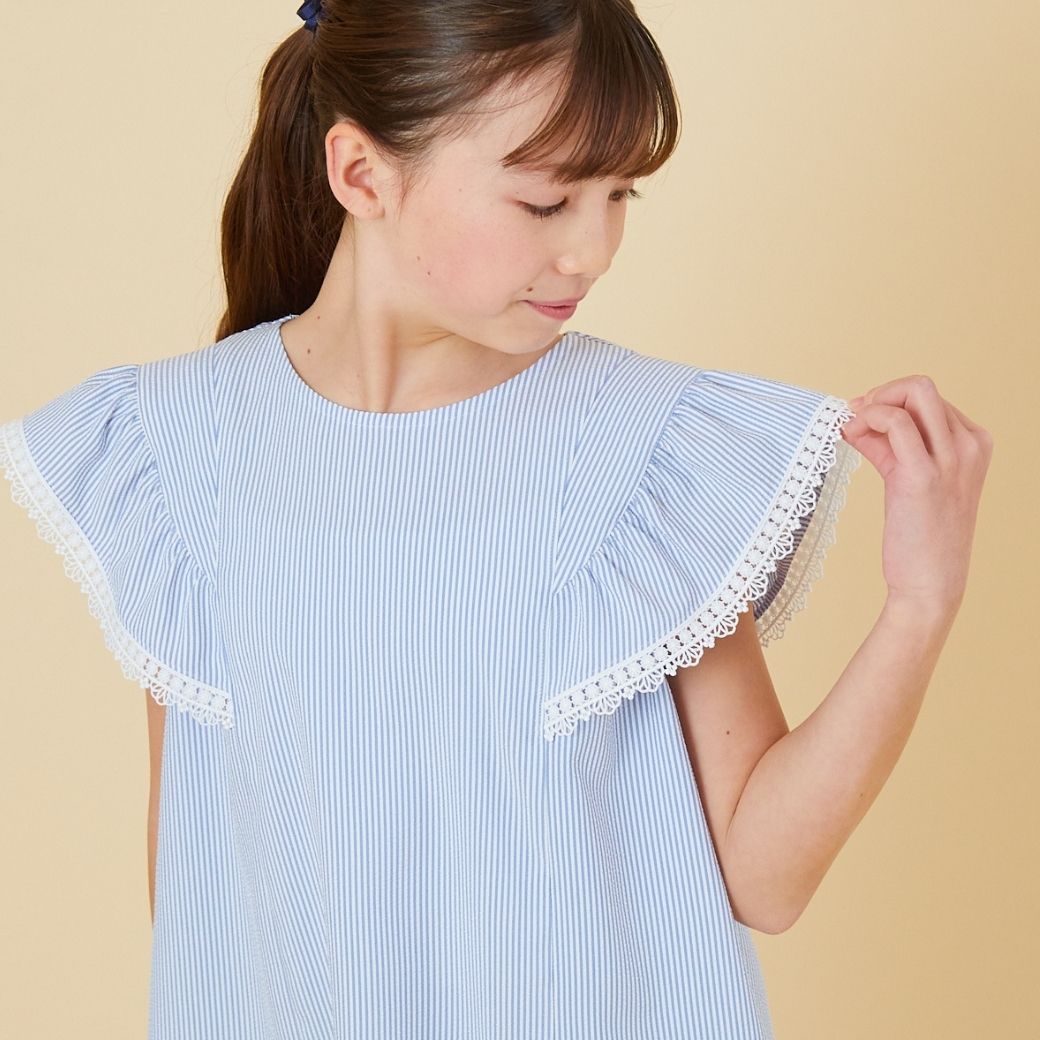 【ファイナルセール50%OFF】COOLMAXブラウス 140 150 160cm (2433-7559) CHOPINblue/ショパンブルー