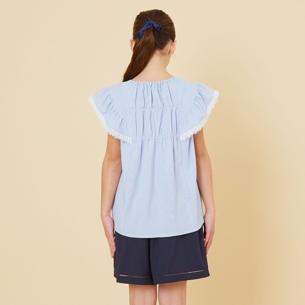 【ファイナルセール50%OFF】COOLMAXブラウス 140 150 160cm (2433-7559) CHOPINblue/ショパンブルー