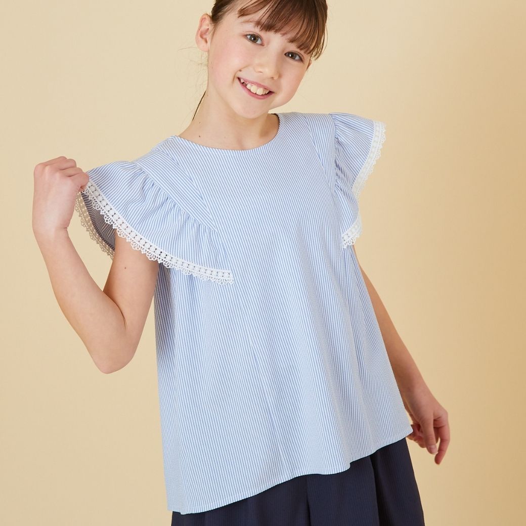 【ファイナルセール50%OFF】COOLMAXブラウス 140 150 160cm (2433-7559) CHOPINblue/ショパンブルー