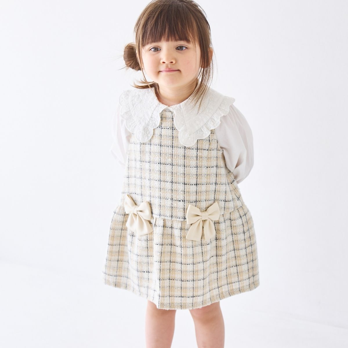 ファンシーツイードジャンパースカート 90 100cm (2576-7109) CHOPIN blue/ショパンブルー