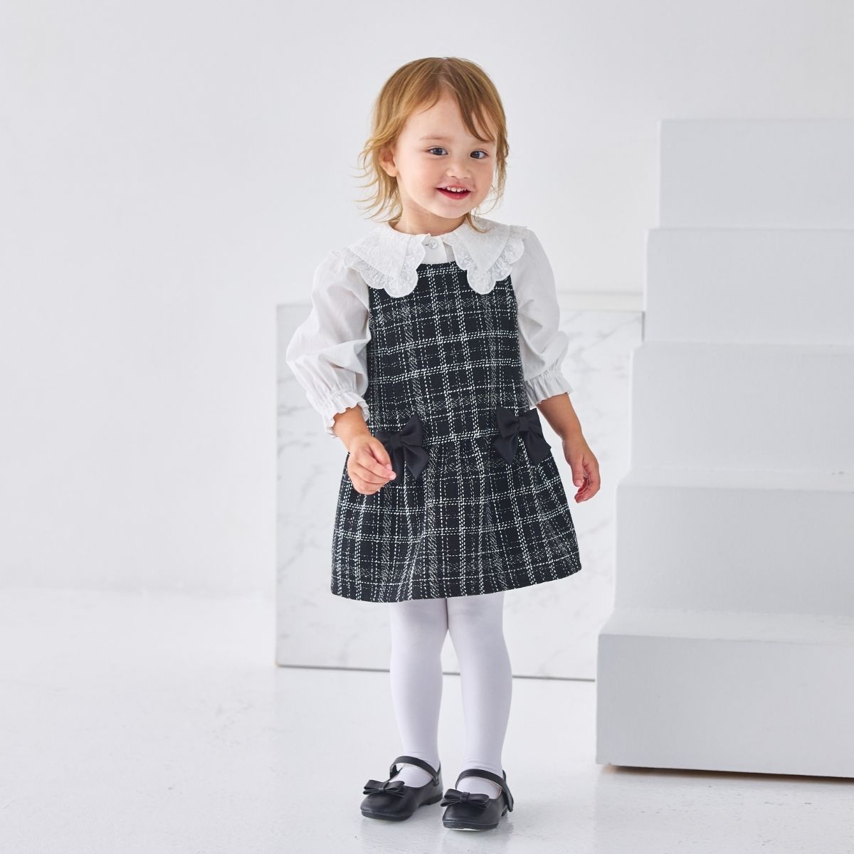 ファンシーツイードジャンパースカート 90 100cm (2576-7109) CHOPIN blue/ショパンブルー