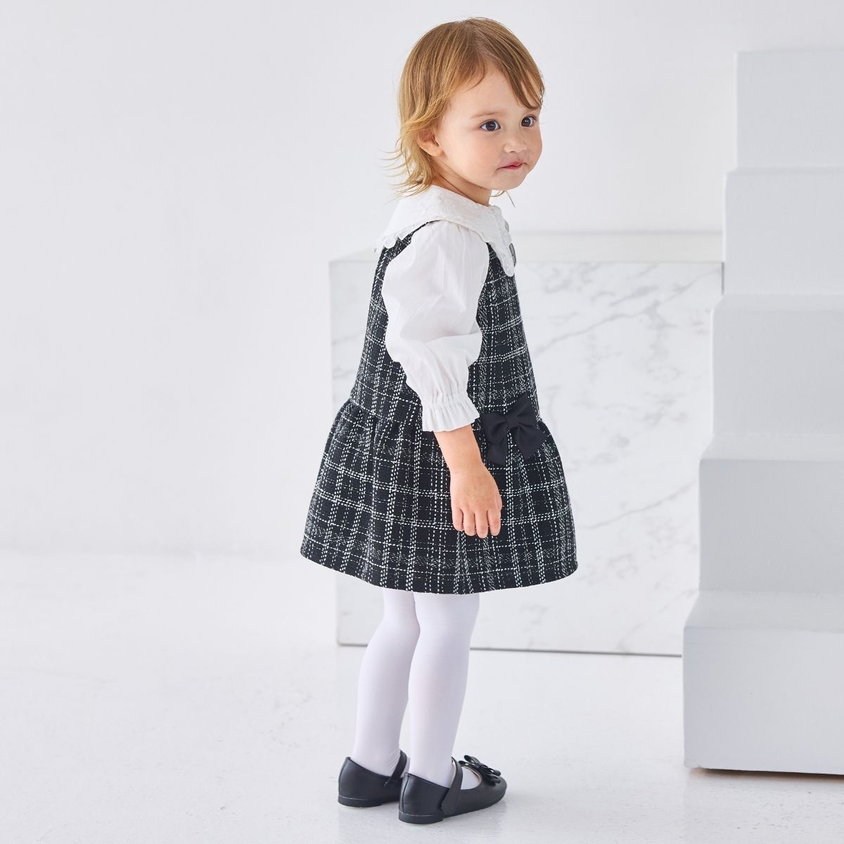 ファンシーツイードジャンパースカート 90 100cm (2576-7109) CHOPIN blue/ショパンブルー