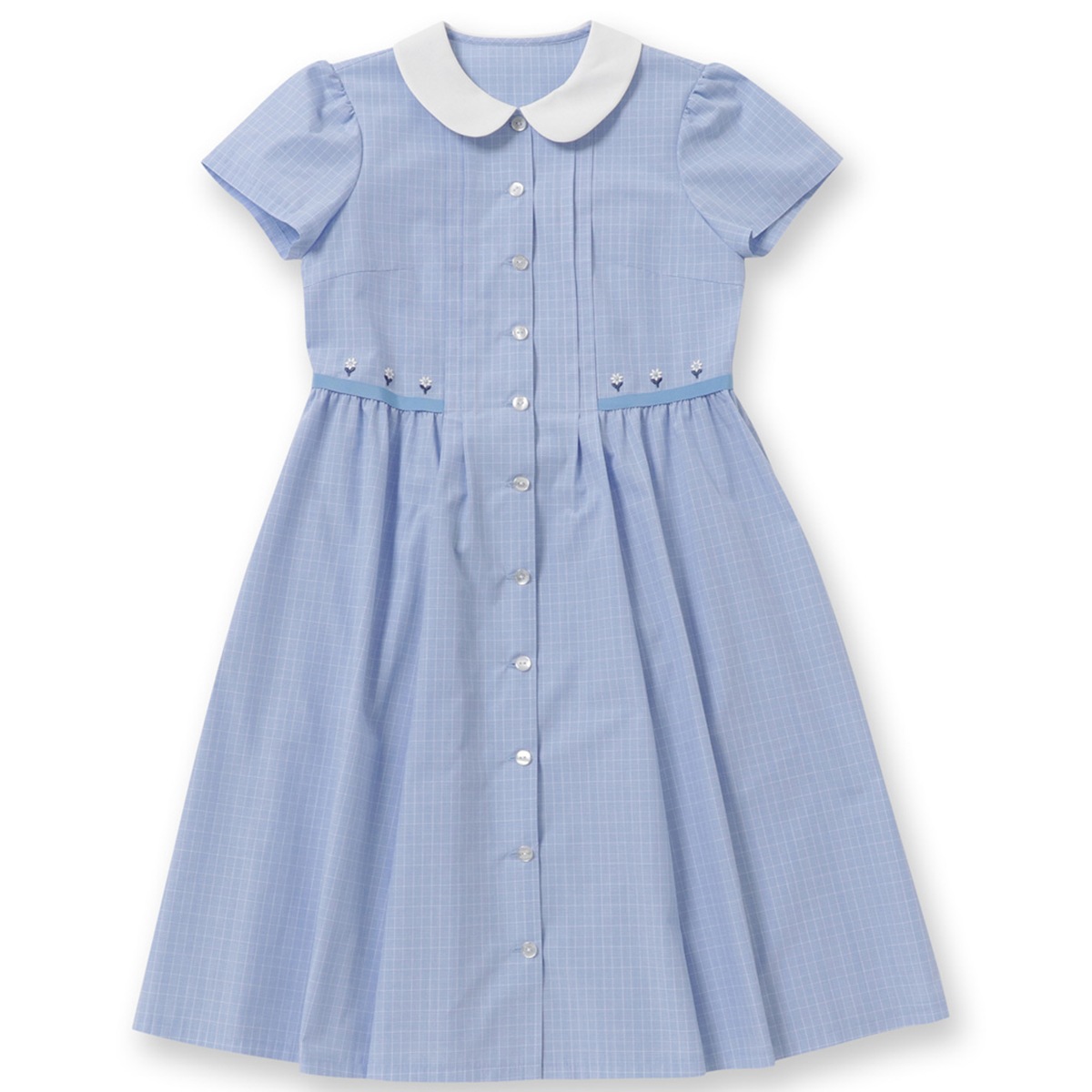 チェック柄お花刺しゅうワンピース 100 110 120 130cm (8236-2301)