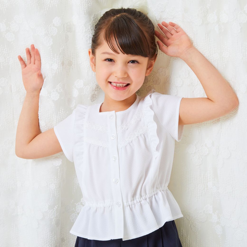 【ファイナルセール50%OFF】COOLMAX前開きブラウス 110 120 130 140cm (2433-7361) CHOPINblue/ショパンブルー