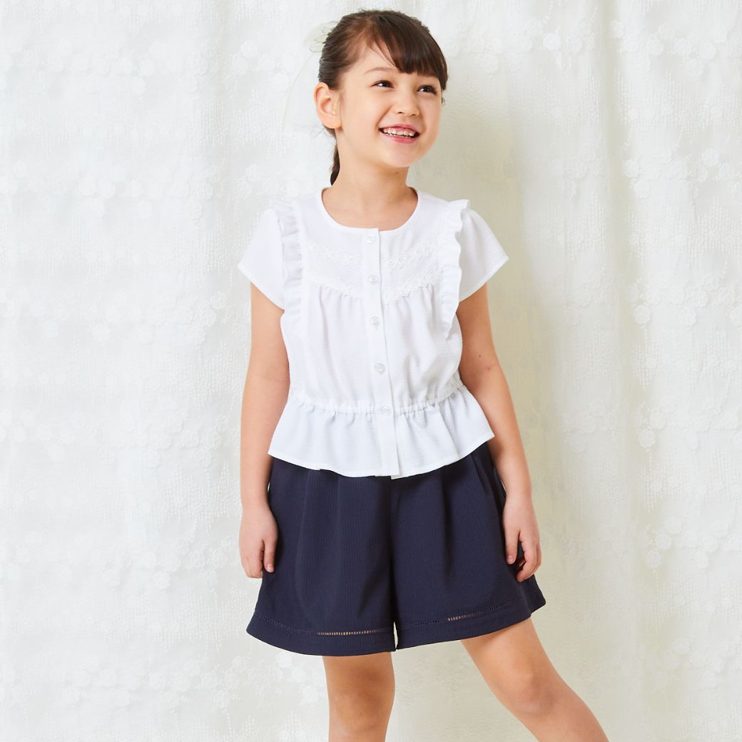 【ファイナルセール50%OFF】COOLMAX前開きブラウス 110 120 130 140cm (2433-7361) CHOPINblue/ショパンブルー