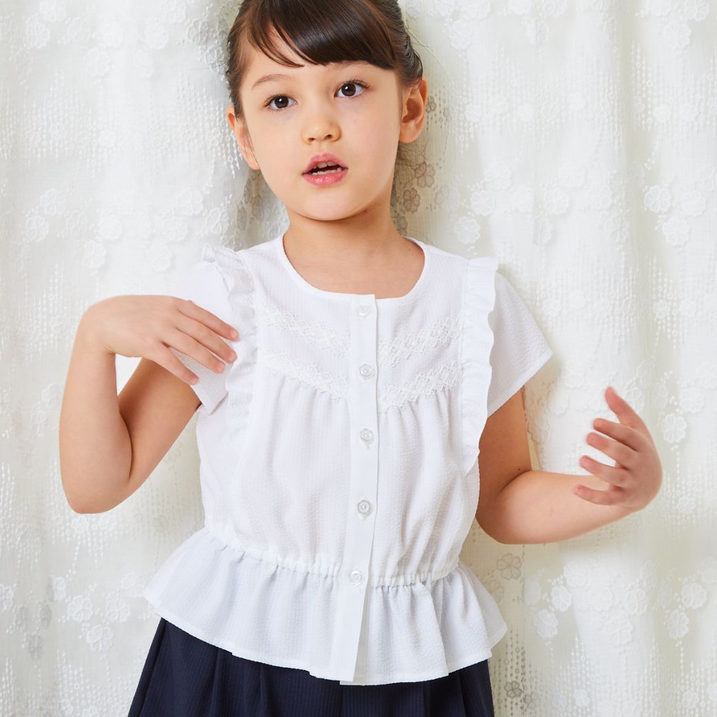 【ファイナルセール50%OFF】COOLMAX前開きブラウス 110 120 130 140cm (2433-7361) CHOPINblue/ショパンブルー