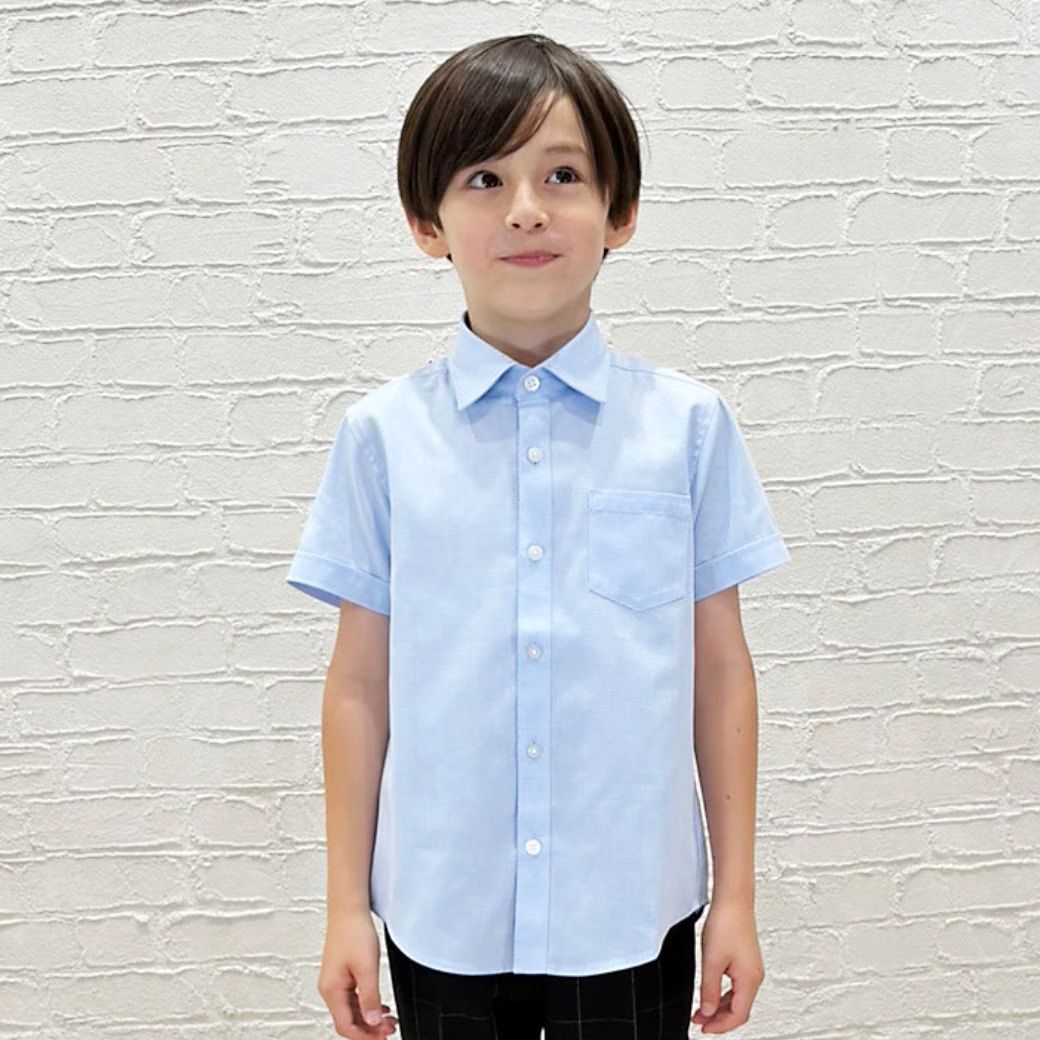 【WEB限定】半袖ベーシックシャツ 100 110 120 130cm(2433-5401) CHOPINblue/ショパンブルー