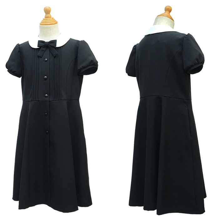 【アウトレットセール50%OFF】丸襟半袖ピンタックワンピース 100 110 120 130cm(8836-2306)