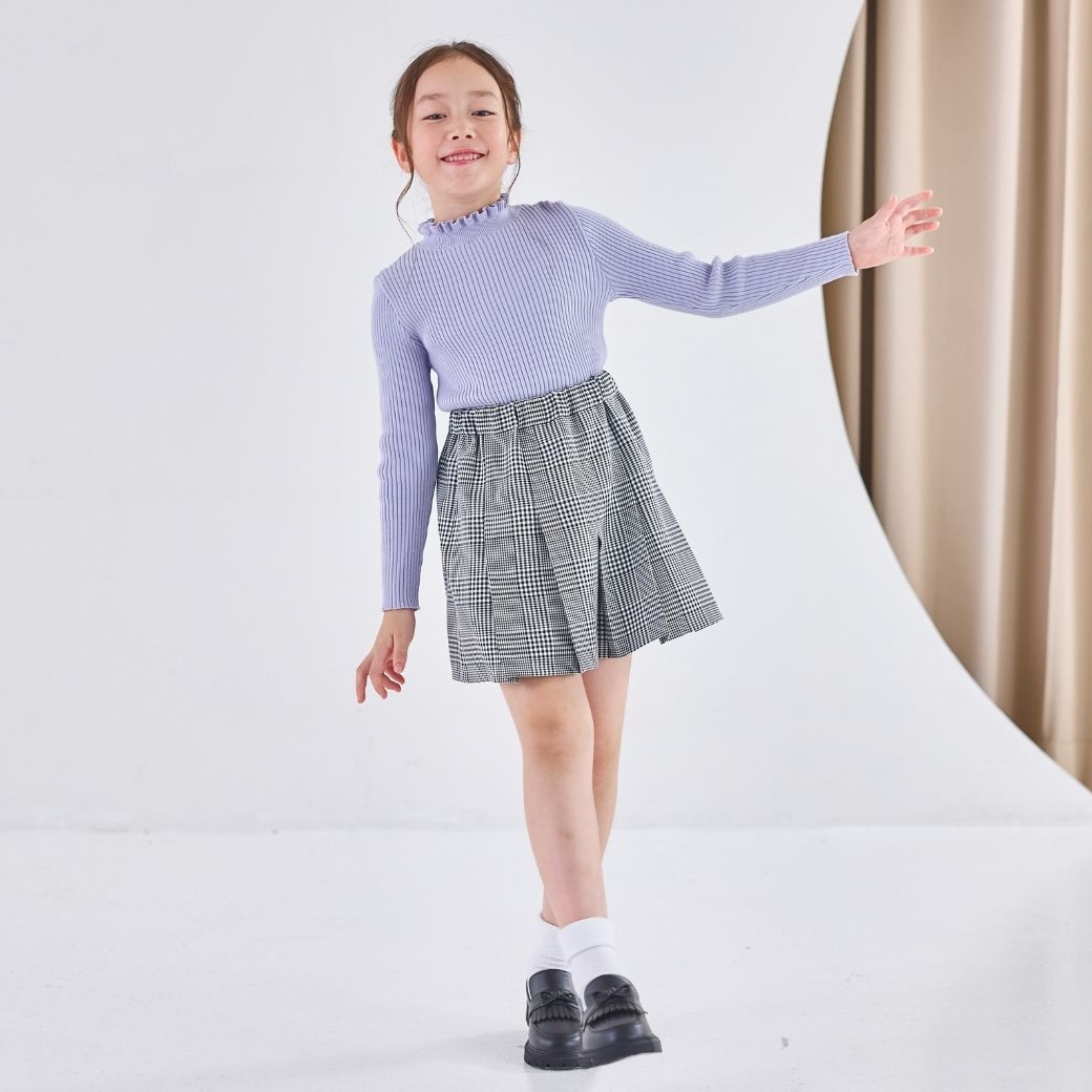 【クリスマスセール10%OFF】タックプリーツキュロットスカート 110 120 130 140cm (2574-7304) CHOPINblue/ショパンブルー