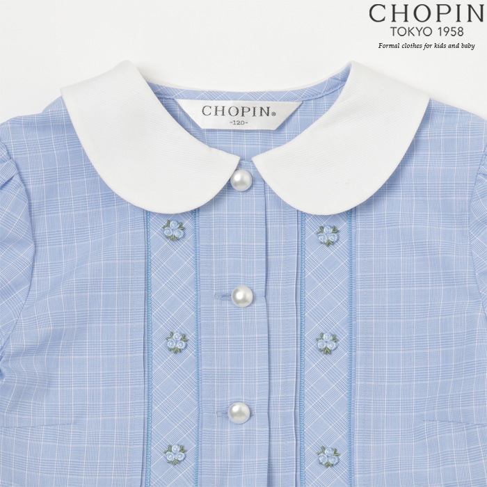 お花刺繍丸襟ワンピース 100 110 120 130cm(8096-2300)