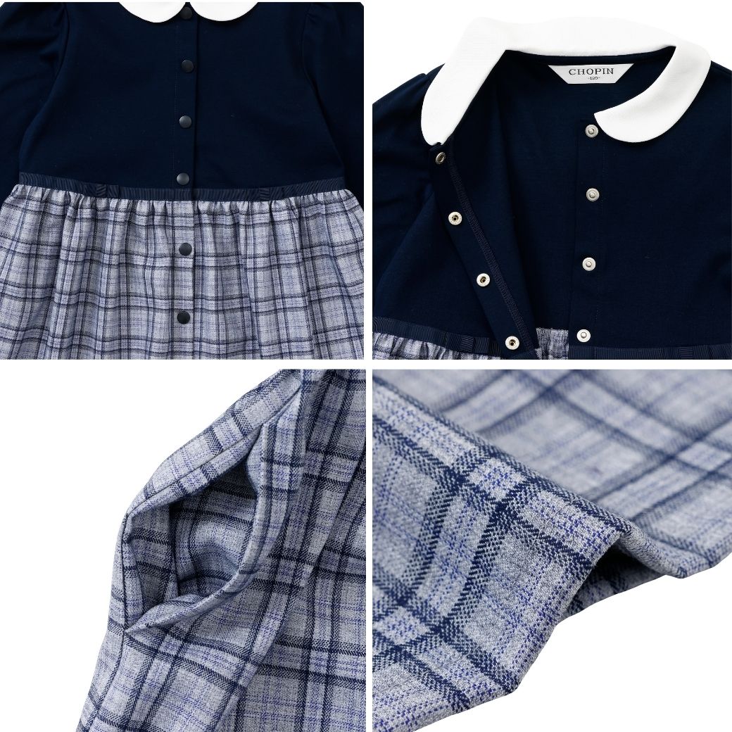 【SALE20%OFF】チェックドッキングワンピース 100 110 120 130cm (8496-7300) CHOPIN/ショパン