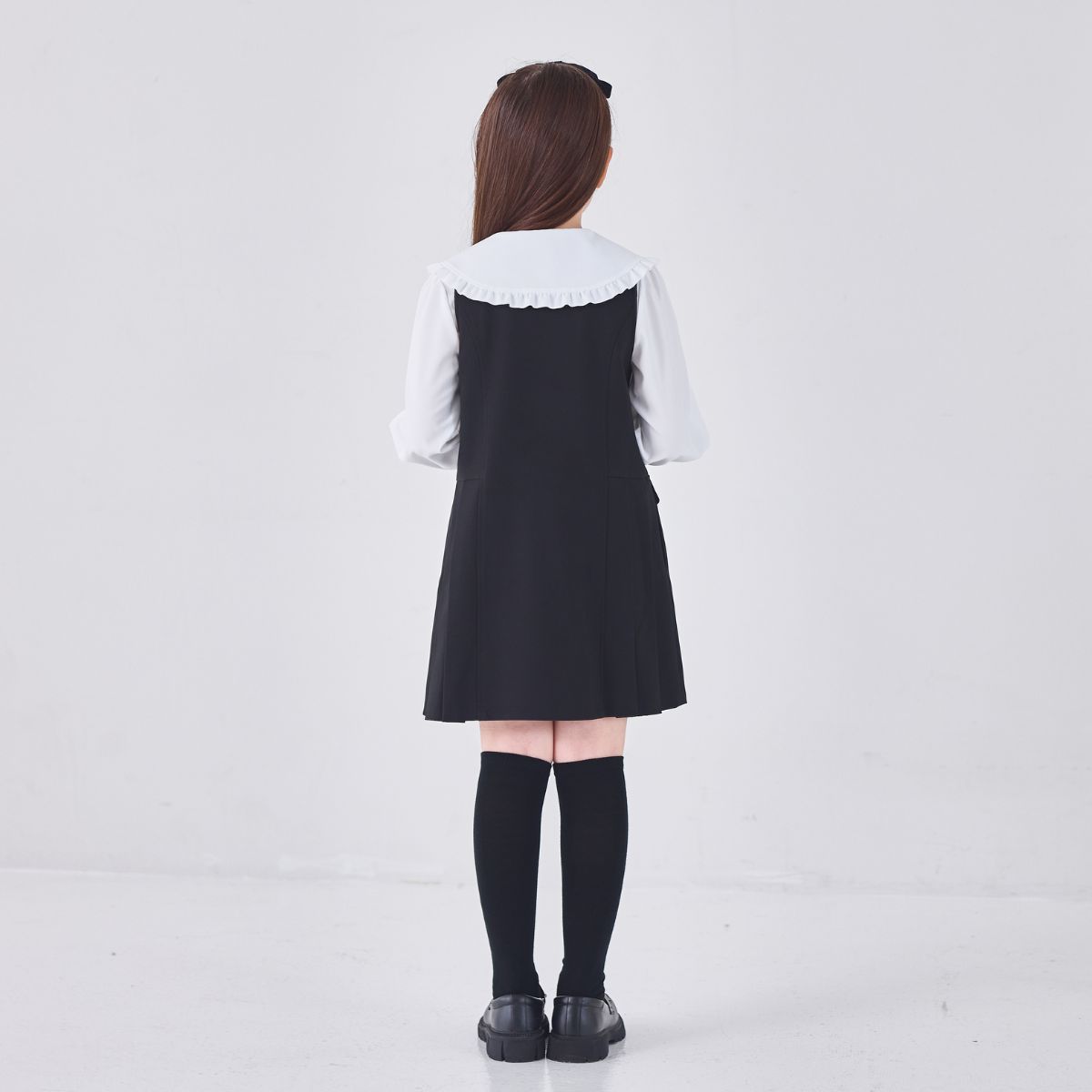 【キッズ】ダブル釦サイドプリーツジャンパースカート 110 120 130cm (2576-7303) CHOPIN blue/ショパンブルー