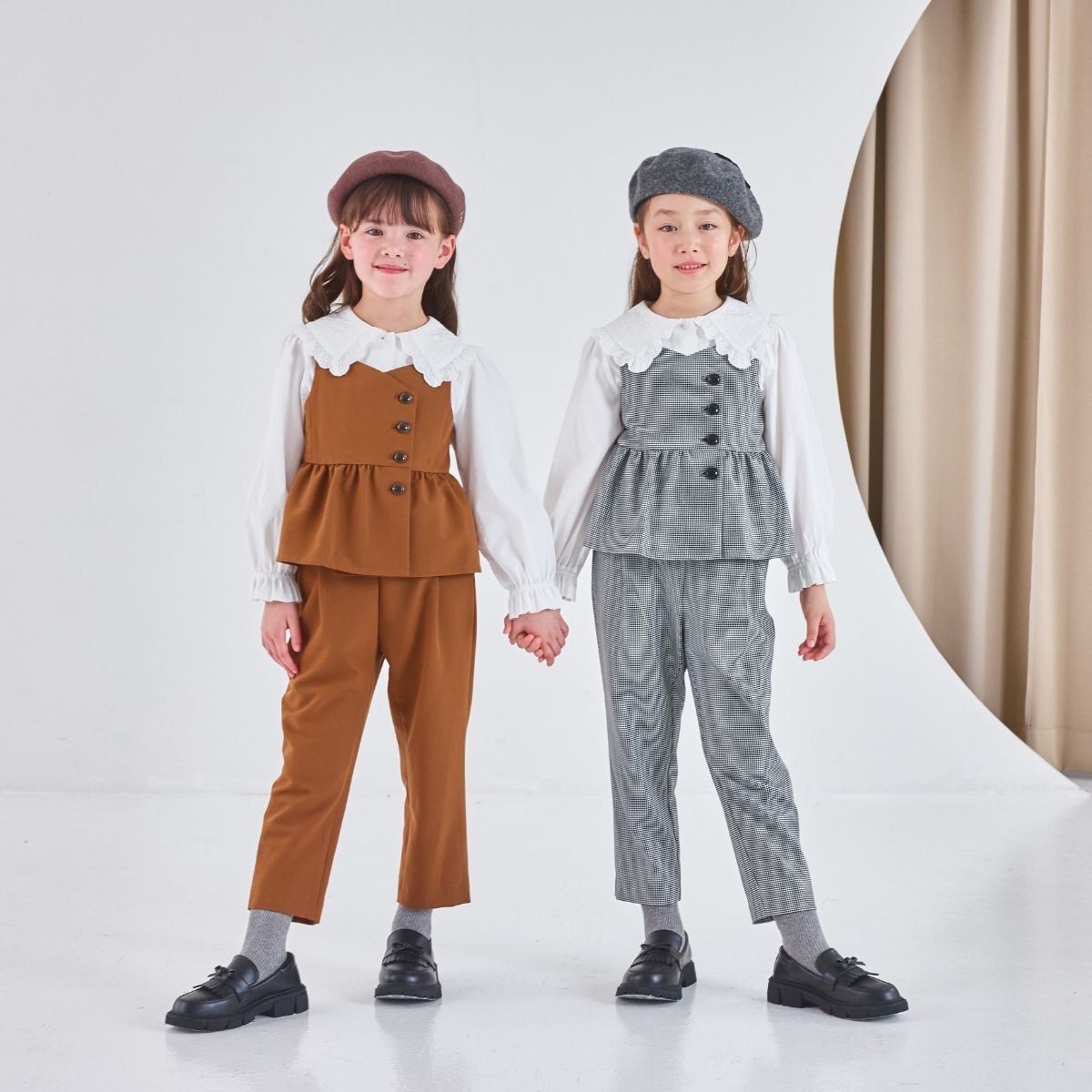 NEW【セール10%OFF】ペプラムベストセットアップ 110 120 130 140cm (2571-7305) CHOPINblue/ショパンブルー