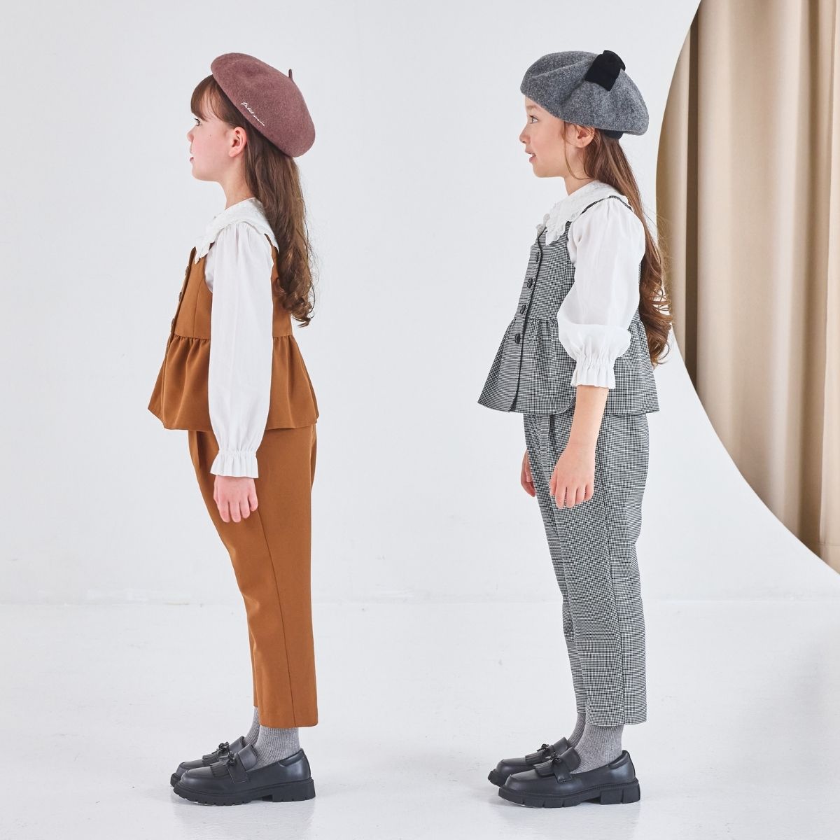 NEW【セール10%OFF】ペプラムベストセットアップ 110 120 130 140cm (2571-7305) CHOPINblue/ショパンブルー