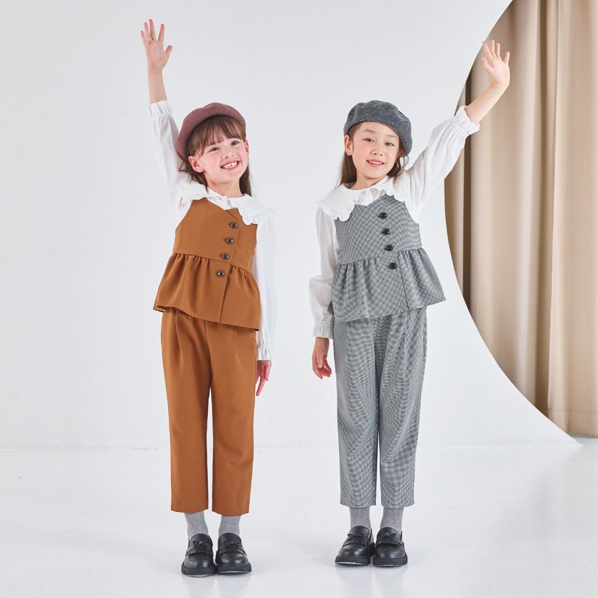 NEW【セール10%OFF】ペプラムベストセットアップ 110 120 130 140cm (2571-7305) CHOPINblue/ショパンブルー