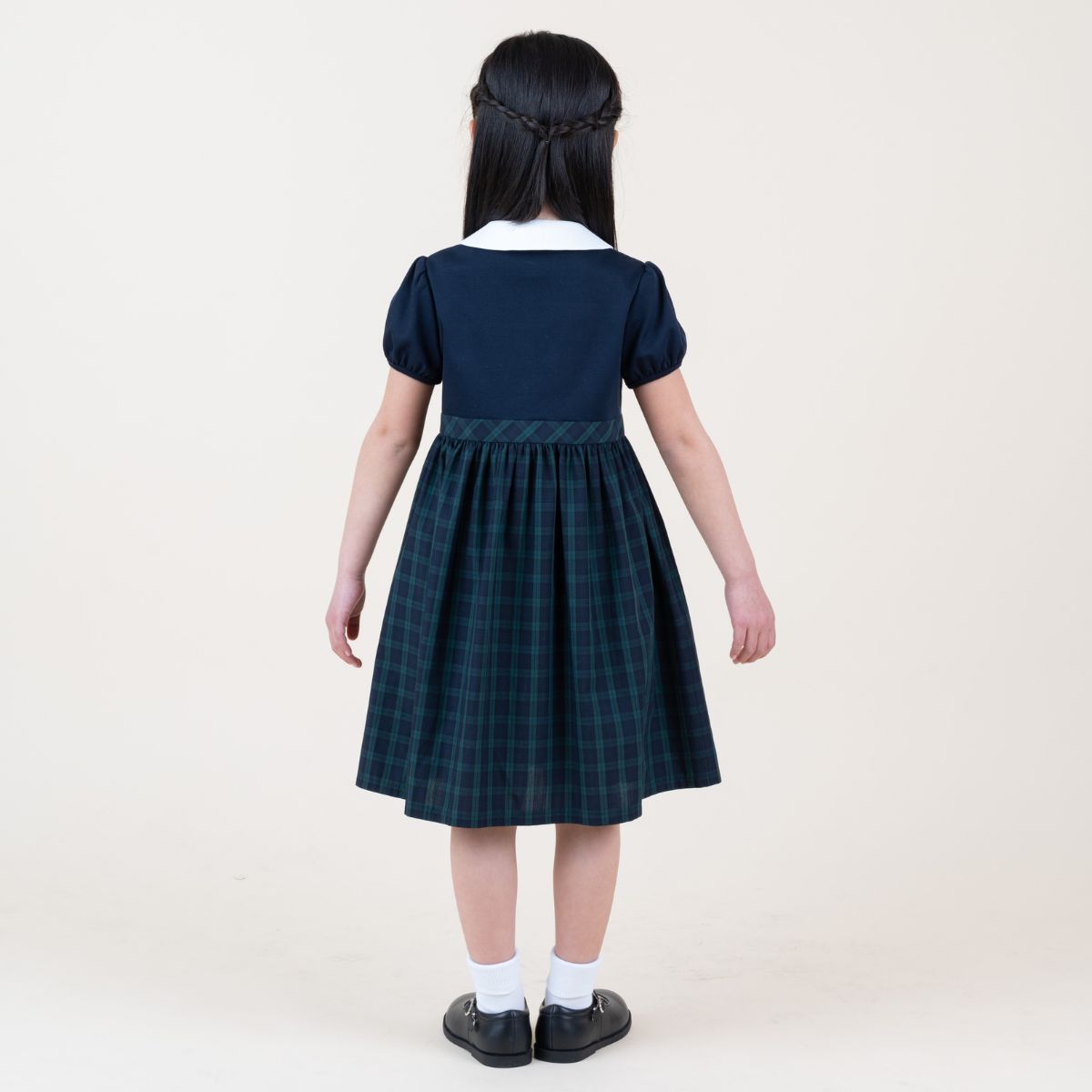 学校説明会 お受験 前開き ワンピース 女の子 半袖 子供服 チェック柄ドッキングワンピース 90 95 100 110 120 130cm (8336-2303) CHOPIN/ショパン