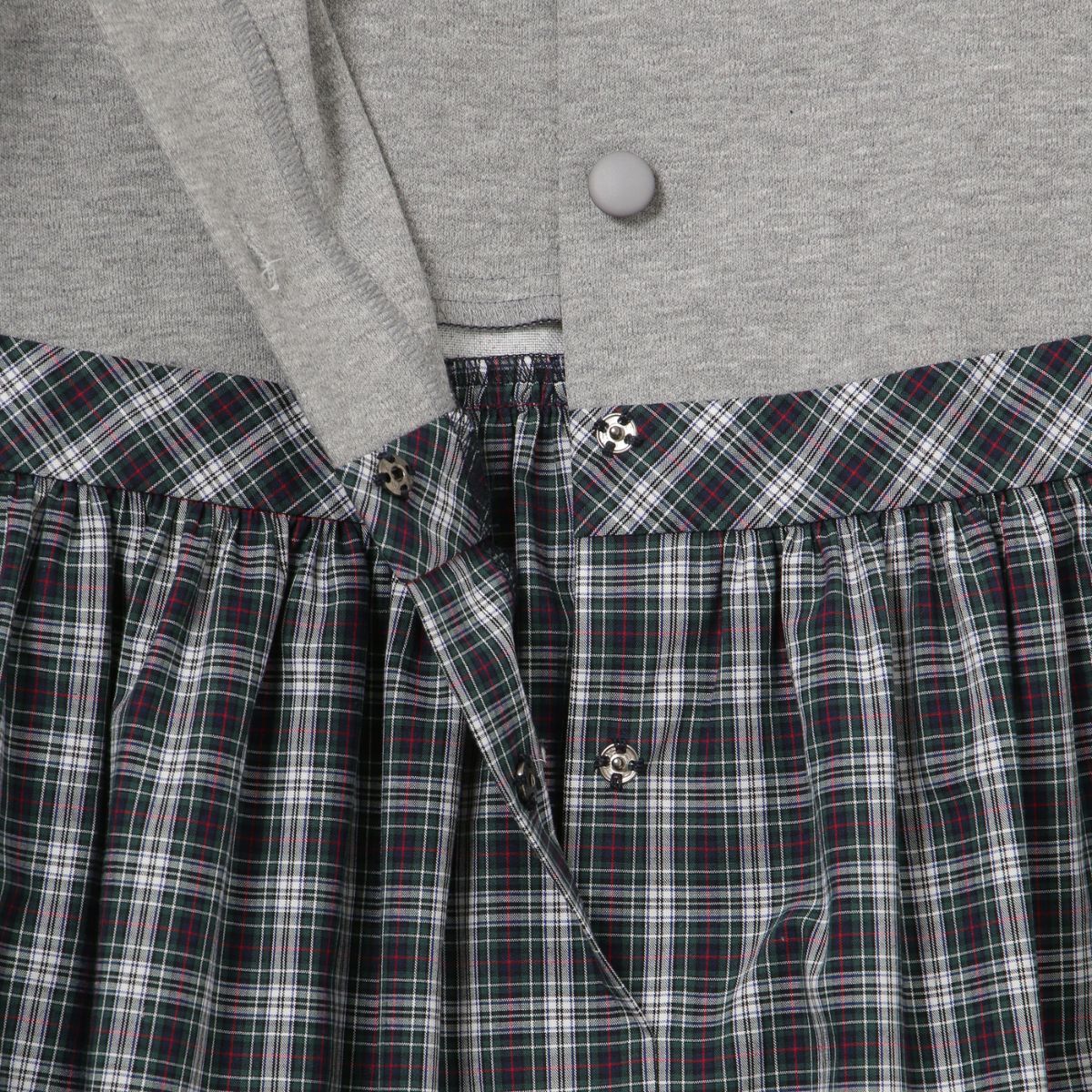 学校説明会 お受験 前開き ワンピース 女の子 半袖 子供服 チェック柄ドッキングワンピース 90 95 100 110 120 130cm (8336-2303) CHOPIN/ショパン