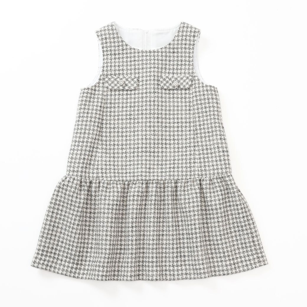 【新色/近日入荷】ポシェット付きファンシーツイードジャンパースカート 110 120 130 140 (2576-7309) CHOPINblue/ショパンブルー