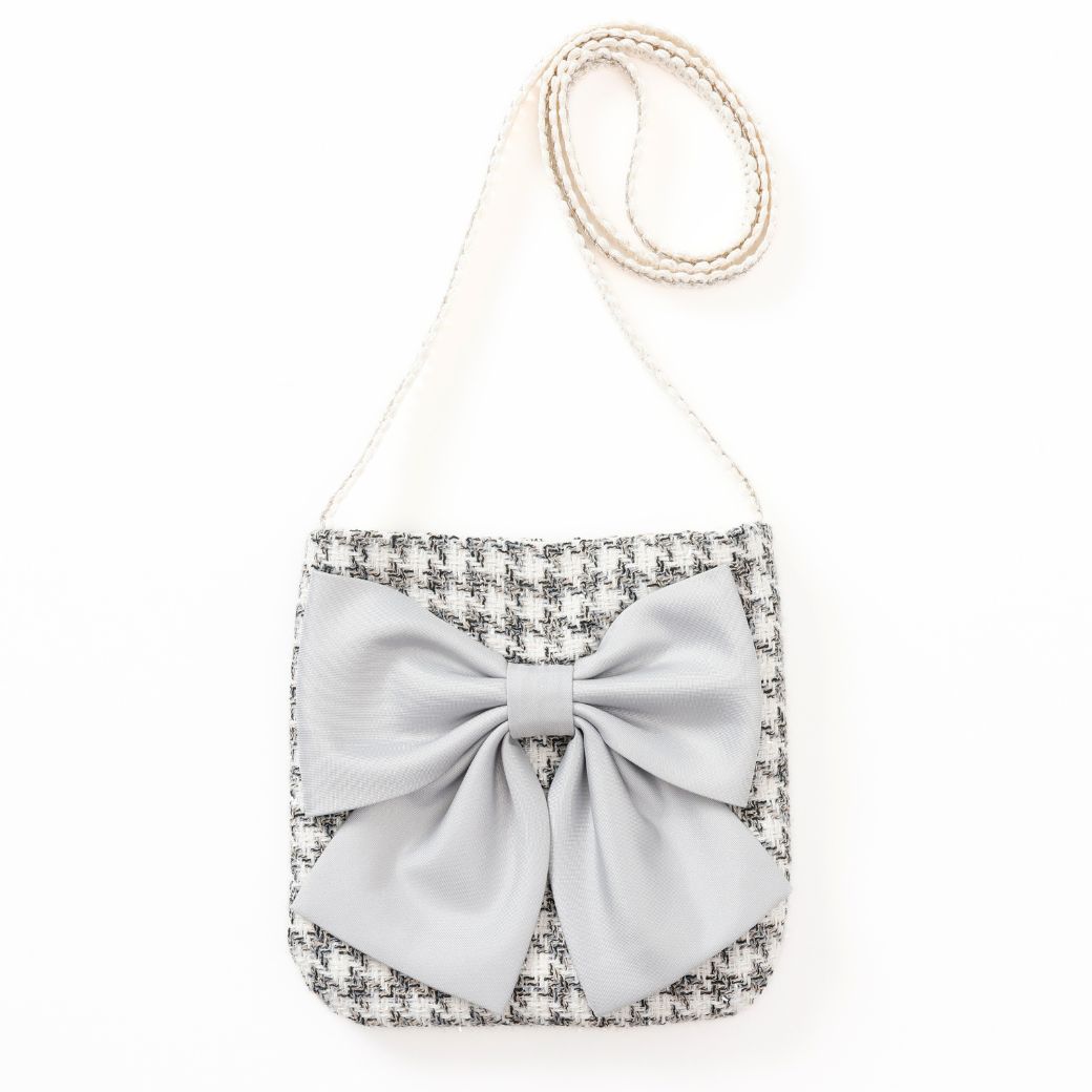 【新色/近日入荷】ポシェット付きファンシーツイードジャンパースカート 110 120 130 140 (2576-7309) CHOPINblue/ショパンブルー