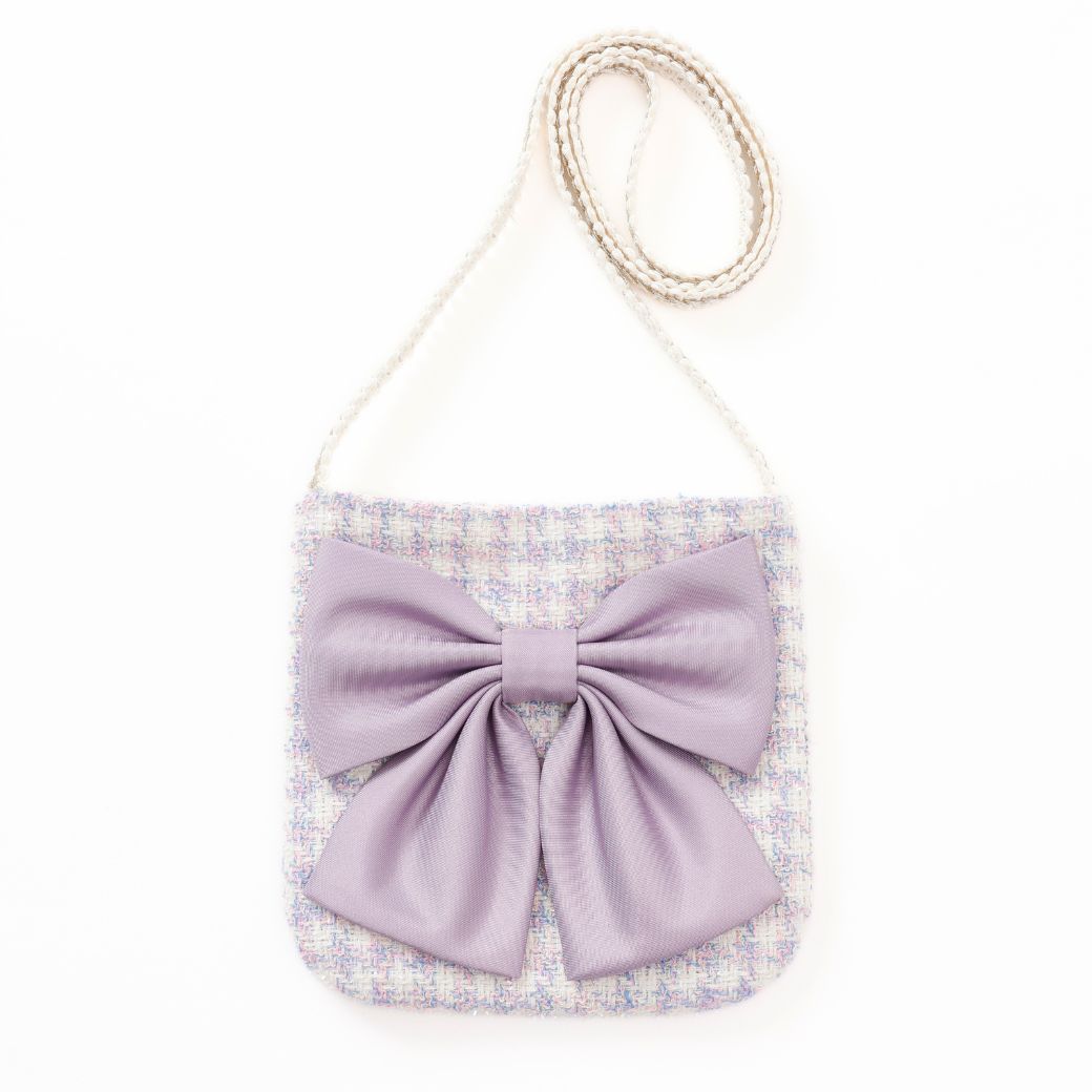 【新色/近日入荷】ポシェット付きファンシーツイードジャンパースカート 110 120 130 140 (2576-7309) CHOPINblue/ショパンブルー