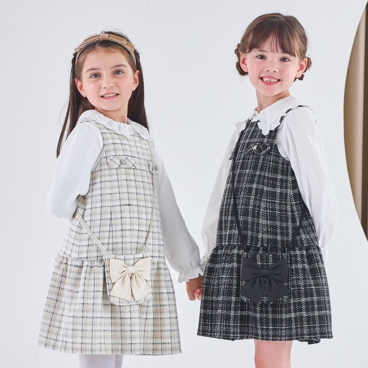 ポシェット付きファンシーツイードジャンパースカート 110 120 130 140 (2576-7309) CHOPINblue/ショパンブルー