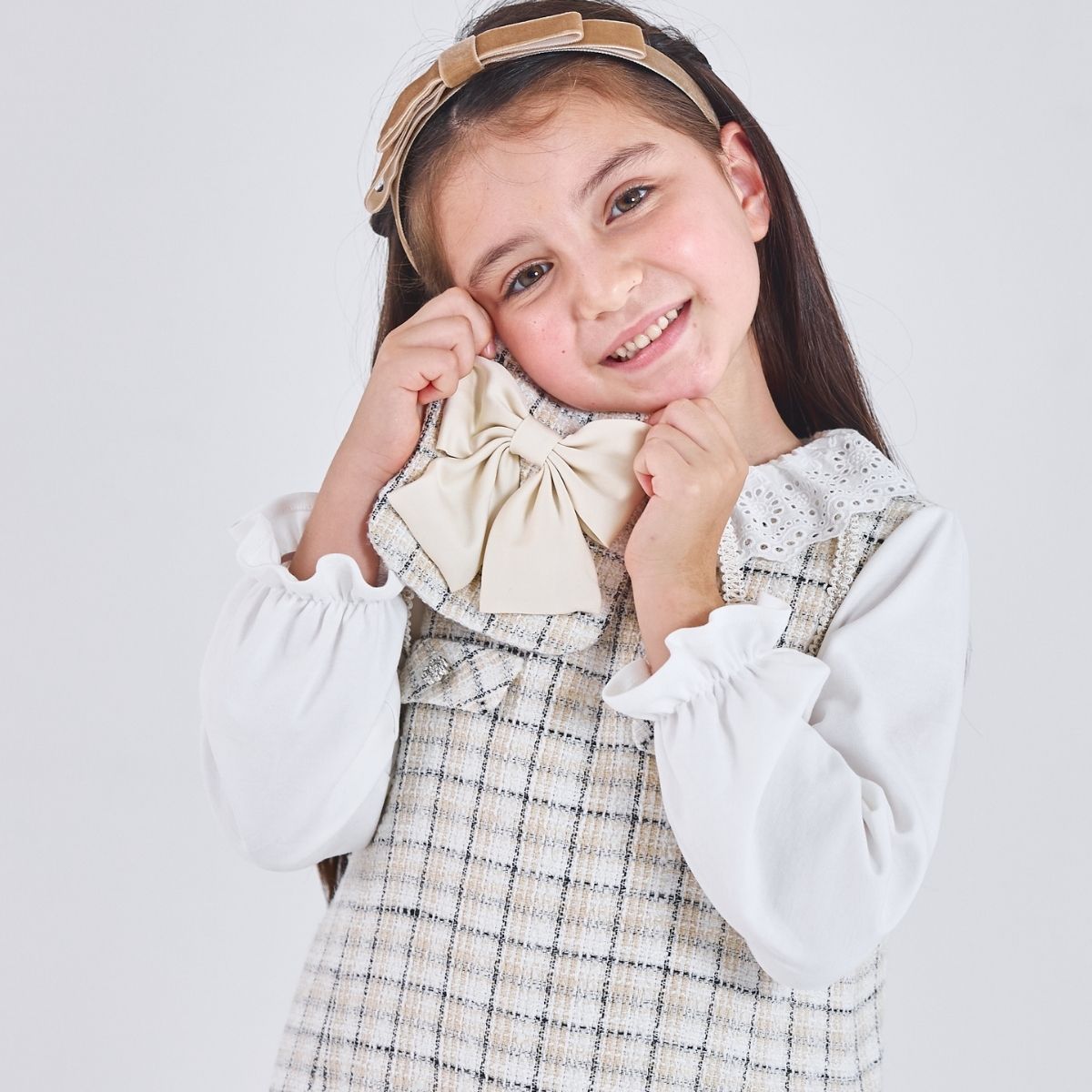 ポシェット付きファンシーツイードジャンパースカート 110 120 130 140 (2576-7309) CHOPINblue/ショパンブルー