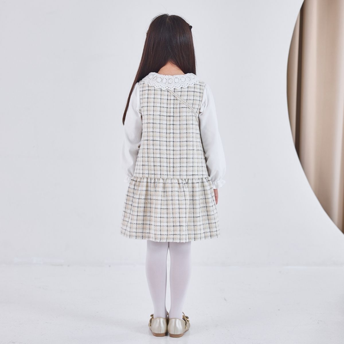 ポシェット付きファンシーツイードジャンパースカート 110 120 130 140 (2576-7309) CHOPINblue/ショパンブルー