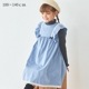 【TIMEセール55％OFF】デニム風フリル切替ワンピース 110 120 130 140cm (2436-7352) CHOPINblue/ショパンブルー