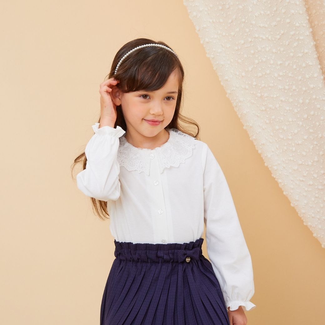 NEW【セール50%OFF】チュールレース襟ブラウス 100 110 120 130cm (8373-8305) CHOPIN/ショパン