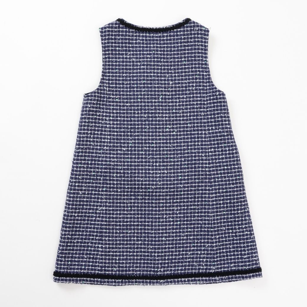 ファンシーツイードフロント釦ジャンパースカート 110 120 130 140cm (2576-7310) CHOPIN blue/ショパンブルー