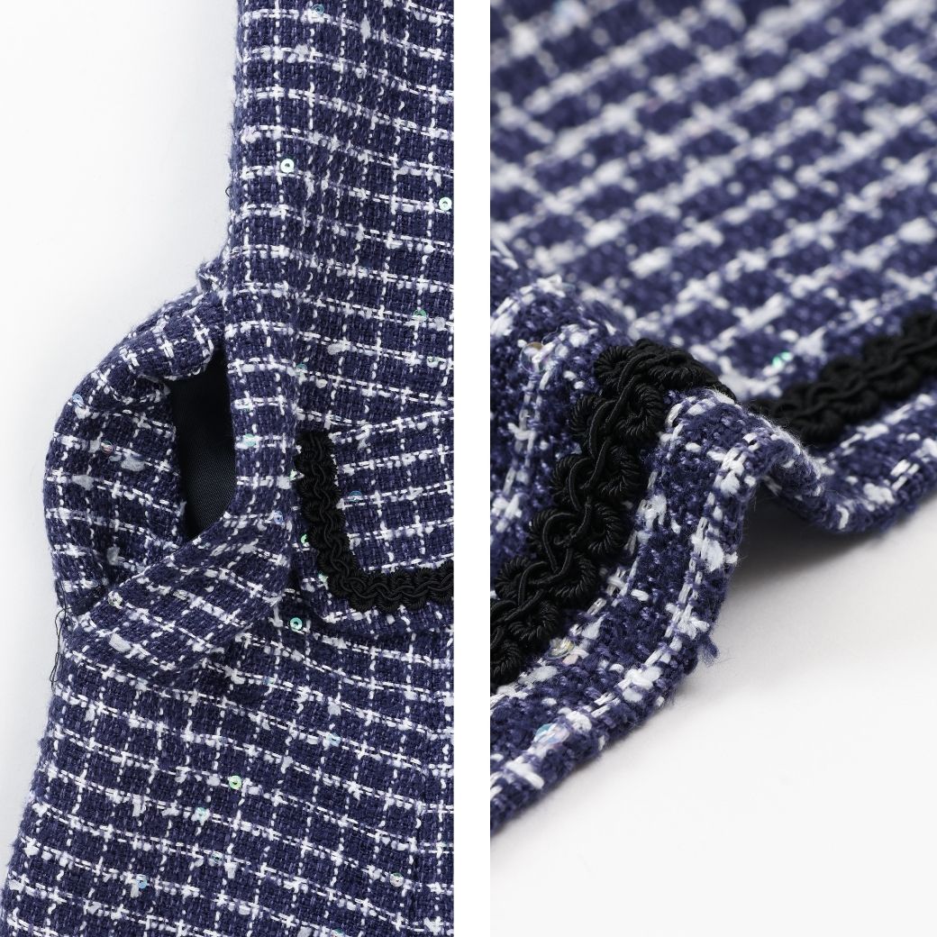 ファンシーツイードフロント釦ジャンパースカート 110 120 130 140cm (2576-7310) CHOPIN blue/ショパンブルー