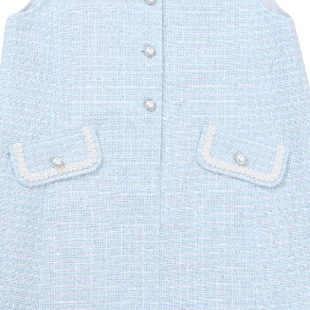 ファンシーツイードフロント釦ジャンパースカート 110 120 130 140cm (2576-7310) CHOPIN blue/ショパンブルー