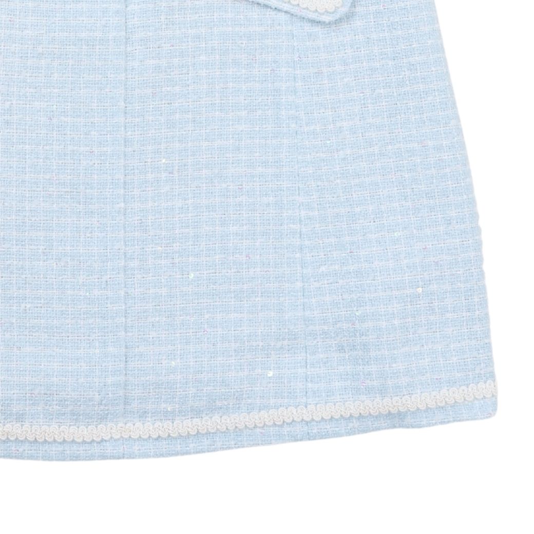 ファンシーツイードフロント釦ジャンパースカート 110 120 130 140cm (2576-7310) CHOPIN blue/ショパンブルー