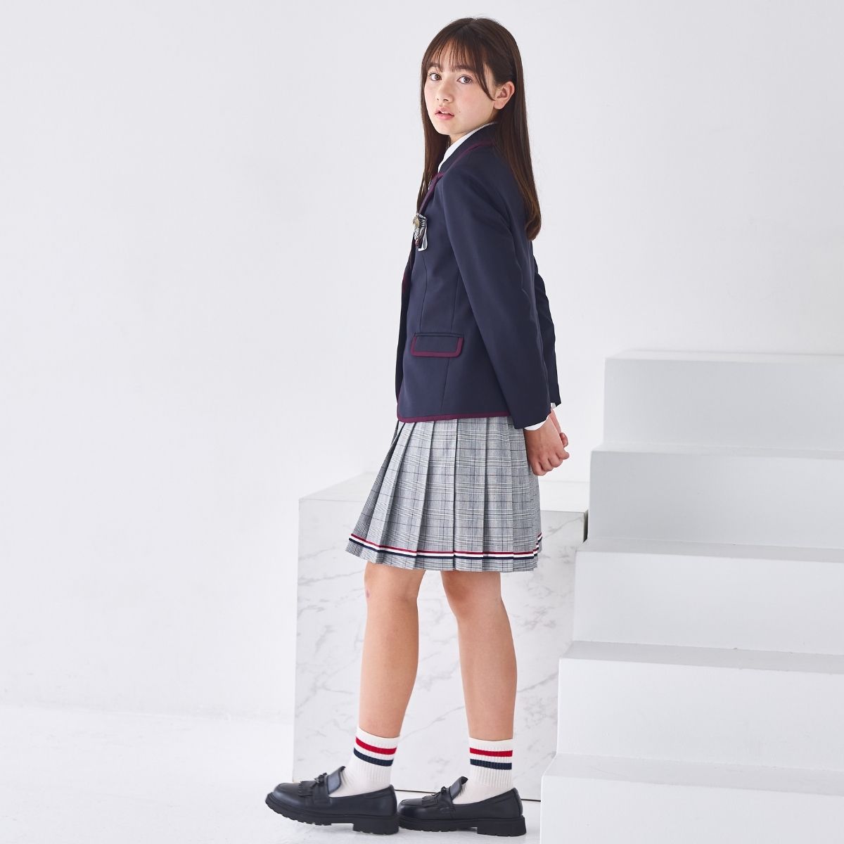 【SALE35%OFF】パイピングジャケットスクールスーツ 150 160 165cm (4901-2597/2471-2555) CHOPINblue/ショパンブルー