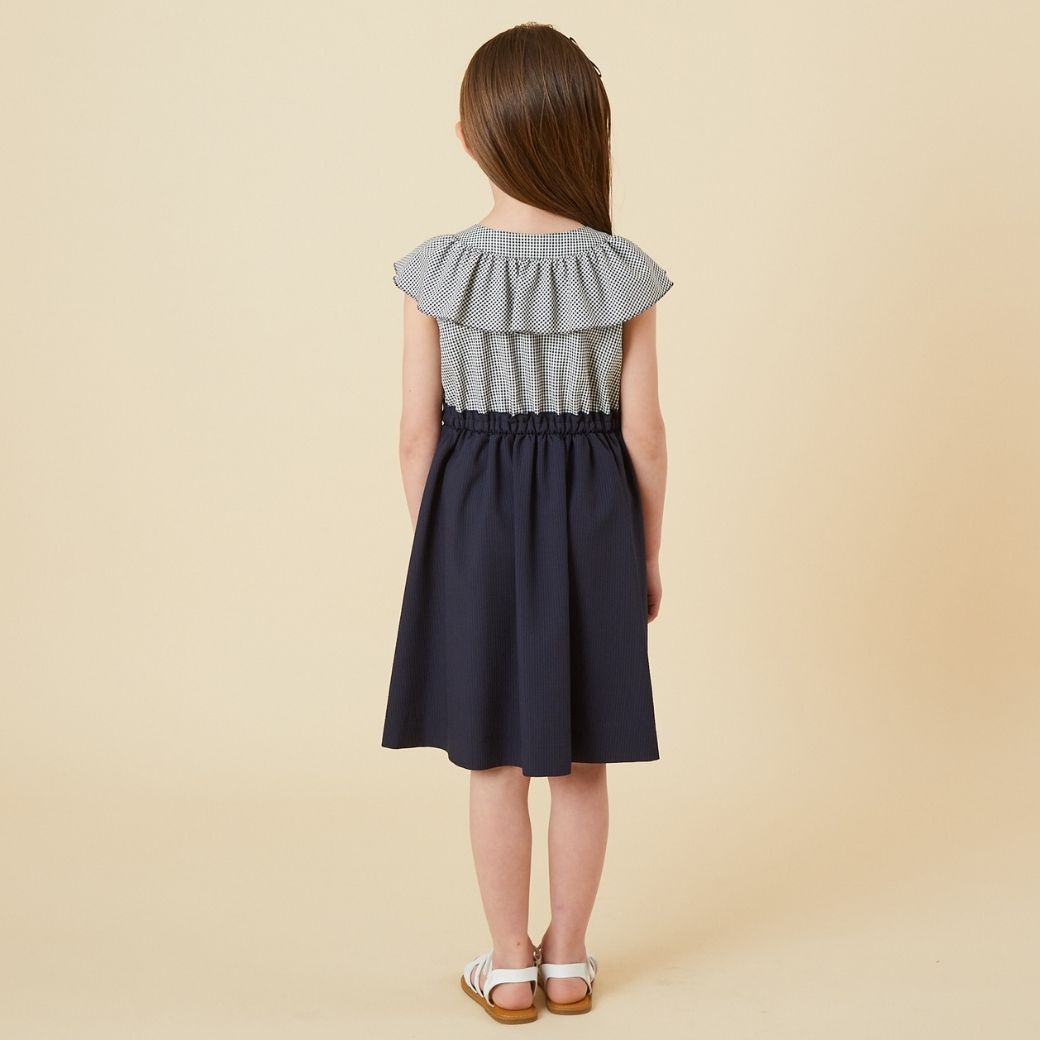 【セール40%OFF】ギンガムチェックケープカラードッキングワンピース 110 120 130cm (2436-7364) CHOPINblue/ショパンブルー
