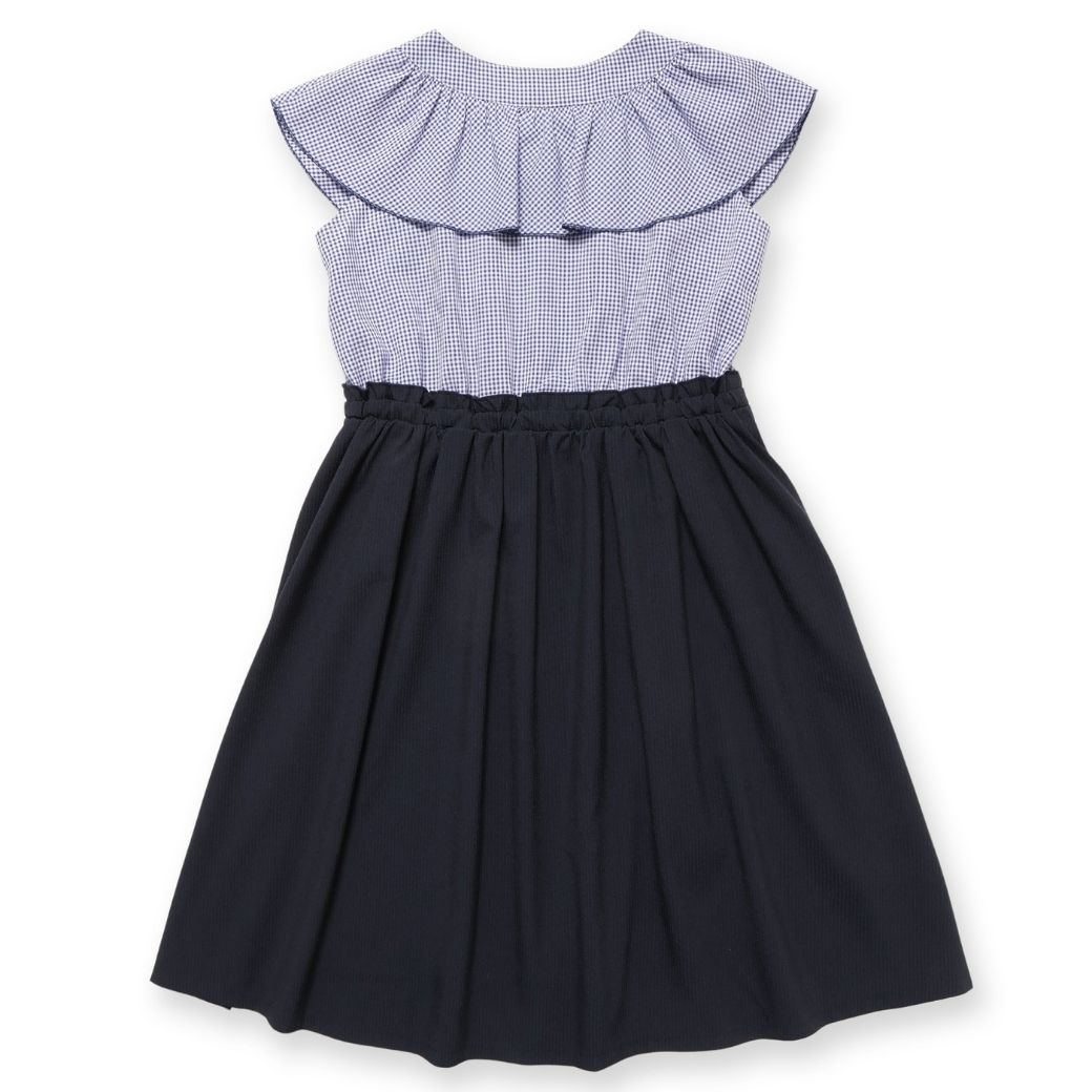 【セール40%OFF】ギンガムチェックケープカラードッキングワンピース 110 120 130cm (2436-7364) CHOPINblue/ショパンブルー