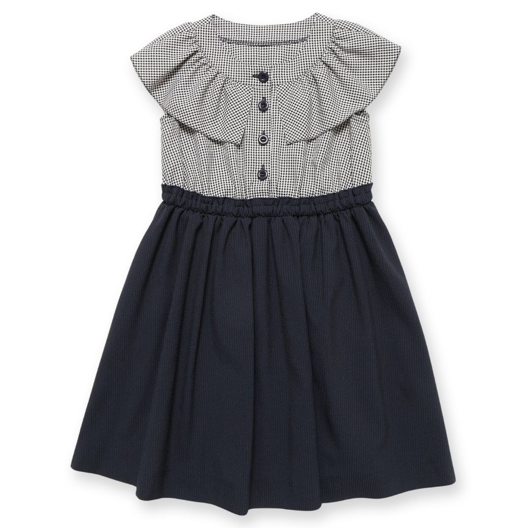 【セール40%OFF】ギンガムチェックケープカラードッキングワンピース 110 120 130cm (2436-7364) CHOPINblue/ショパンブルー