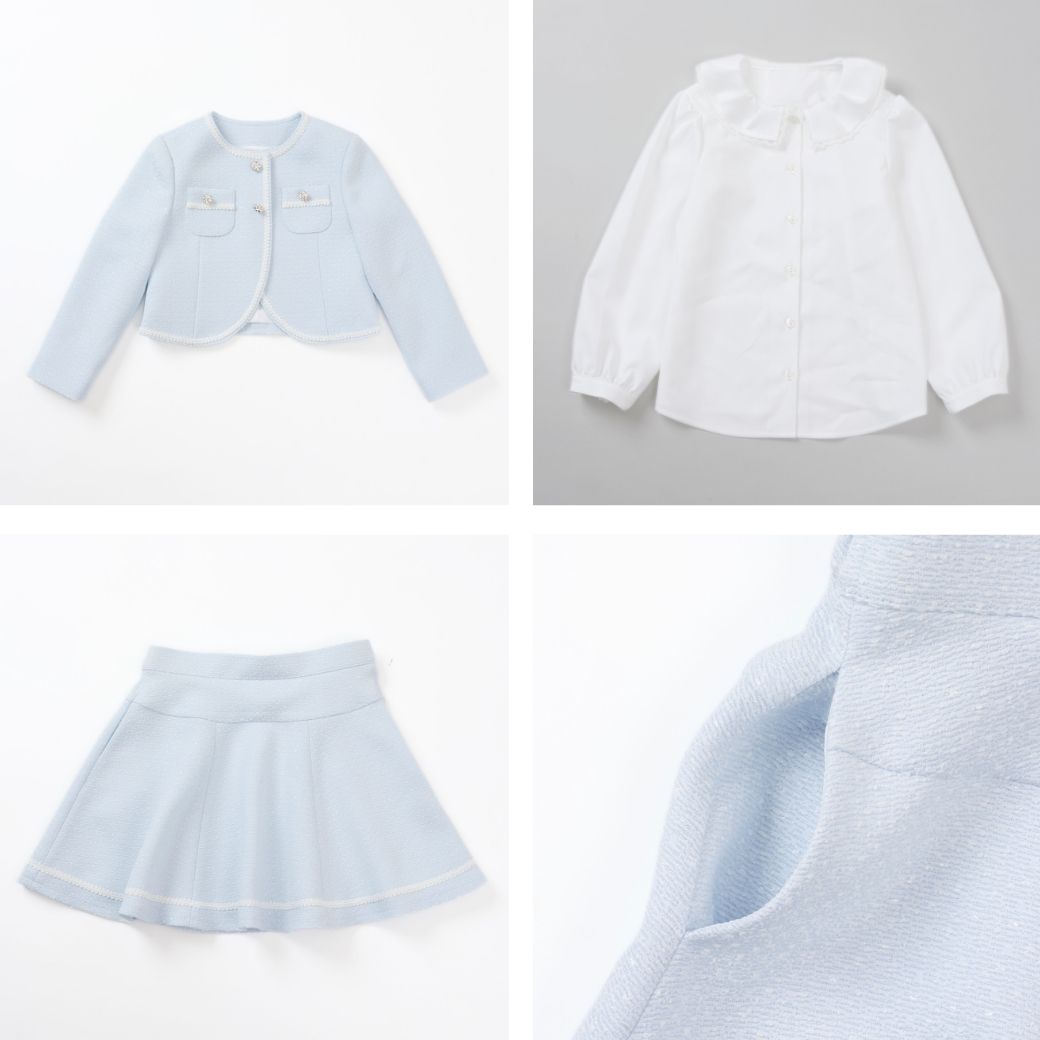 ファンシーツイードスーツ3点セット 110 120 130cm (2571-7312) CHOPIN blue/ショパンブルー